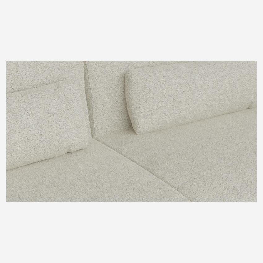 Sofá de 3 plazas en tela Venezia - Blanco roto - Base de piel marrón