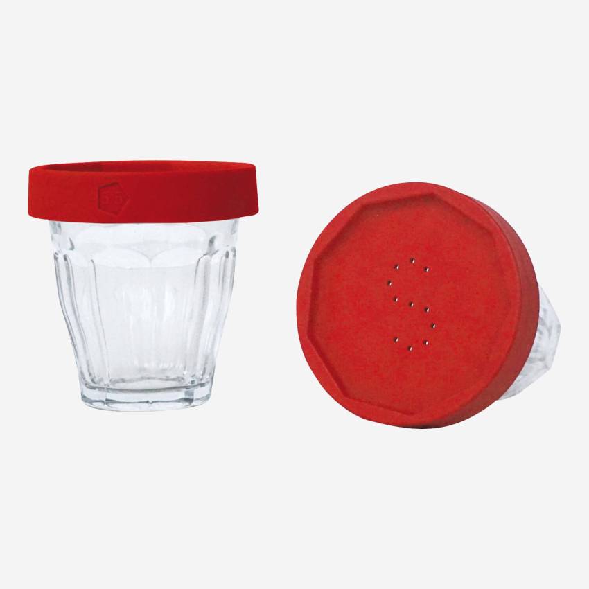 Salière et poivrière en verre - Rouge - Design by 5.5 pour Designerbox