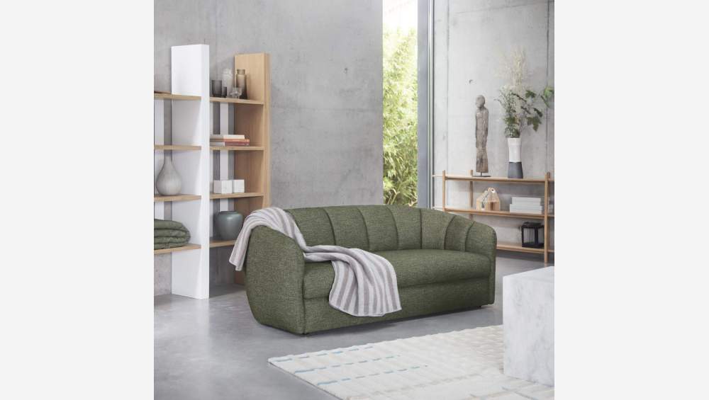 Abgerundetes 3-Sitzer-Sofa aus Lucca-Stoff - Moosgrün