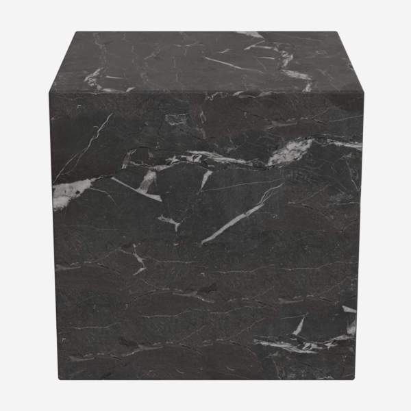 Mesa auxiliar cubo de mármol - Negro
