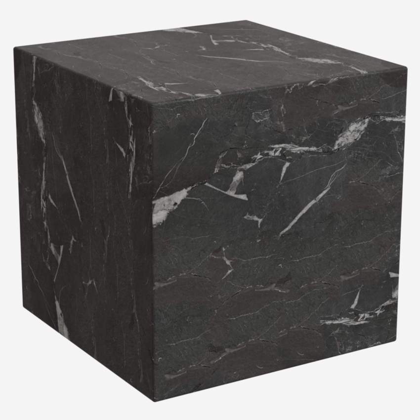 Table d'appoint cube en marbre - Noir