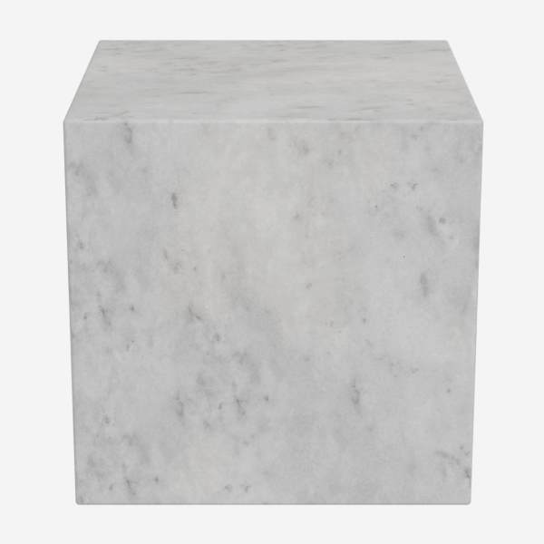 Mesa auxiliar cubo de mármol - Blanco