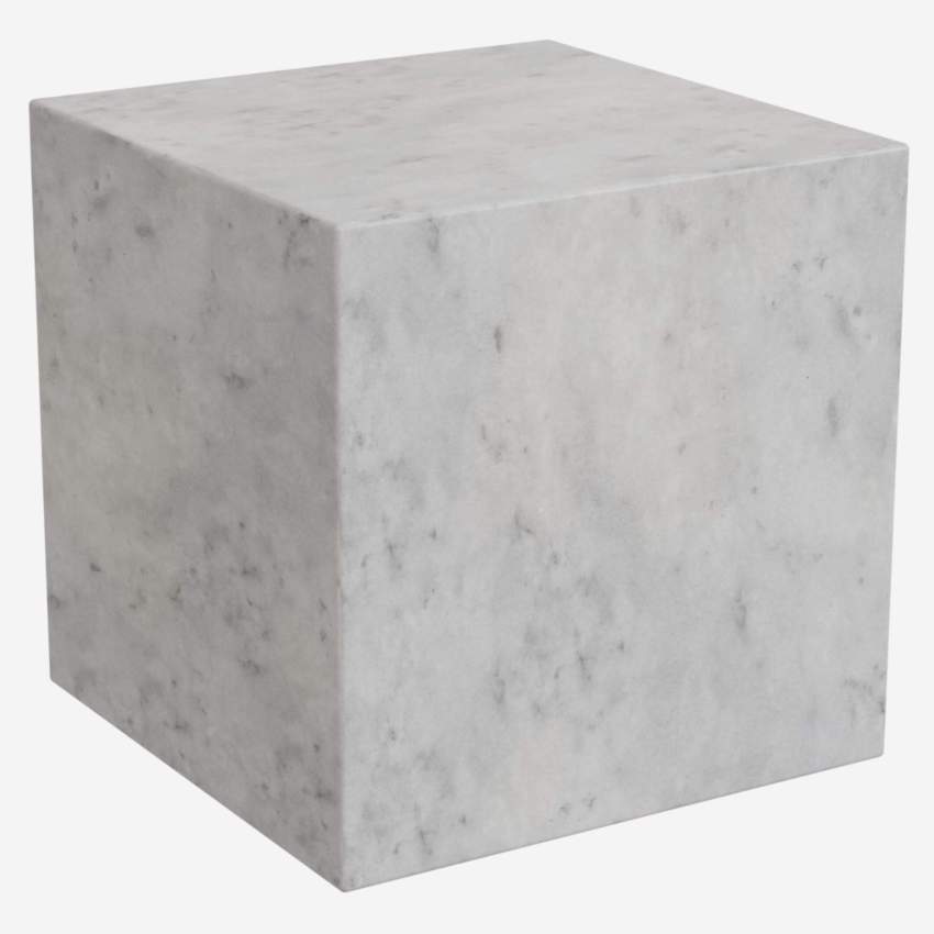 Tavolo d’appoggio cubo in marmo - Bianco