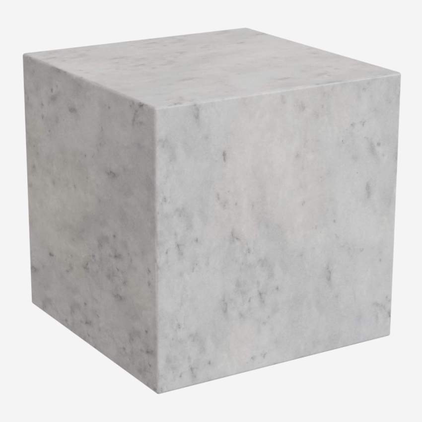 Mesa de apoio cúbica em mármore - Branco