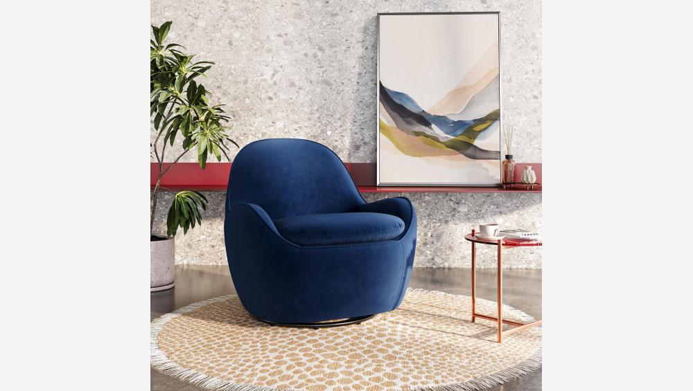 Fauteuil pivotant en velours - Bleu