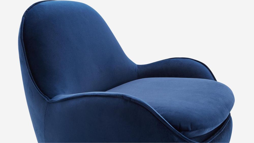 Fauteuil pivotant en velours - Bleu