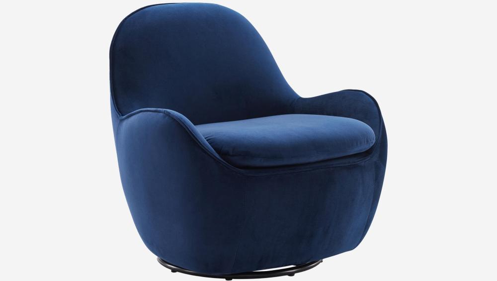 Fauteuil pivotant en velours - Bleu