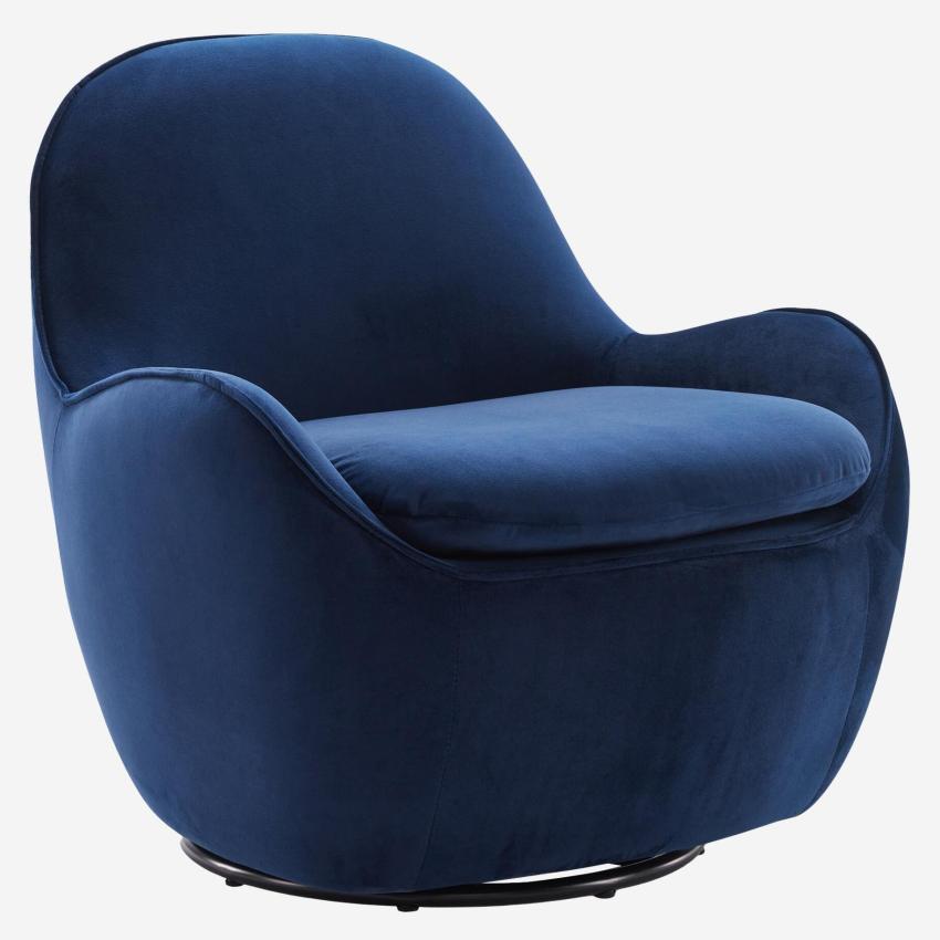 Fauteuil pivotant en velours - Bleu