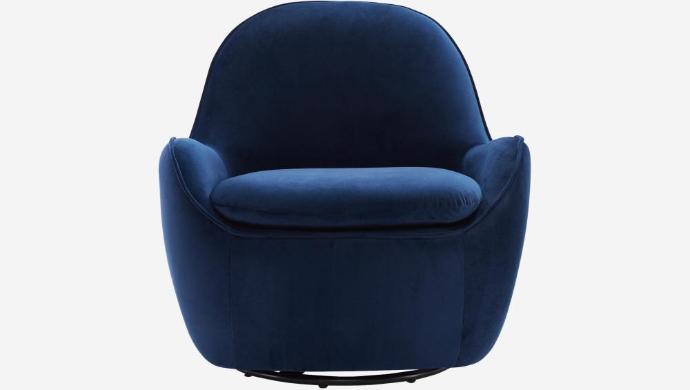 Fauteuil pivotant en velours - Bleu