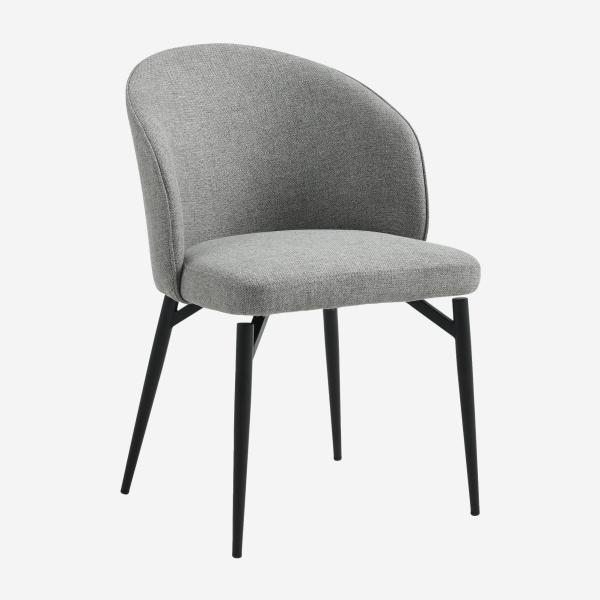 Lot de 2 chaises en tissu et métal - Gris ardoise