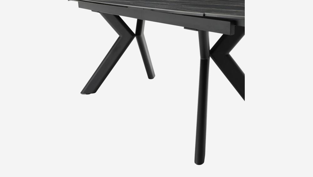 Table ovale extensible en verre trempé et céramique - Noir mat