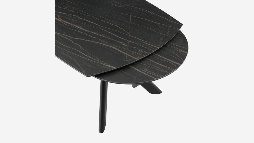 Table ovale extensible en verre trempé et céramique - Noir mat