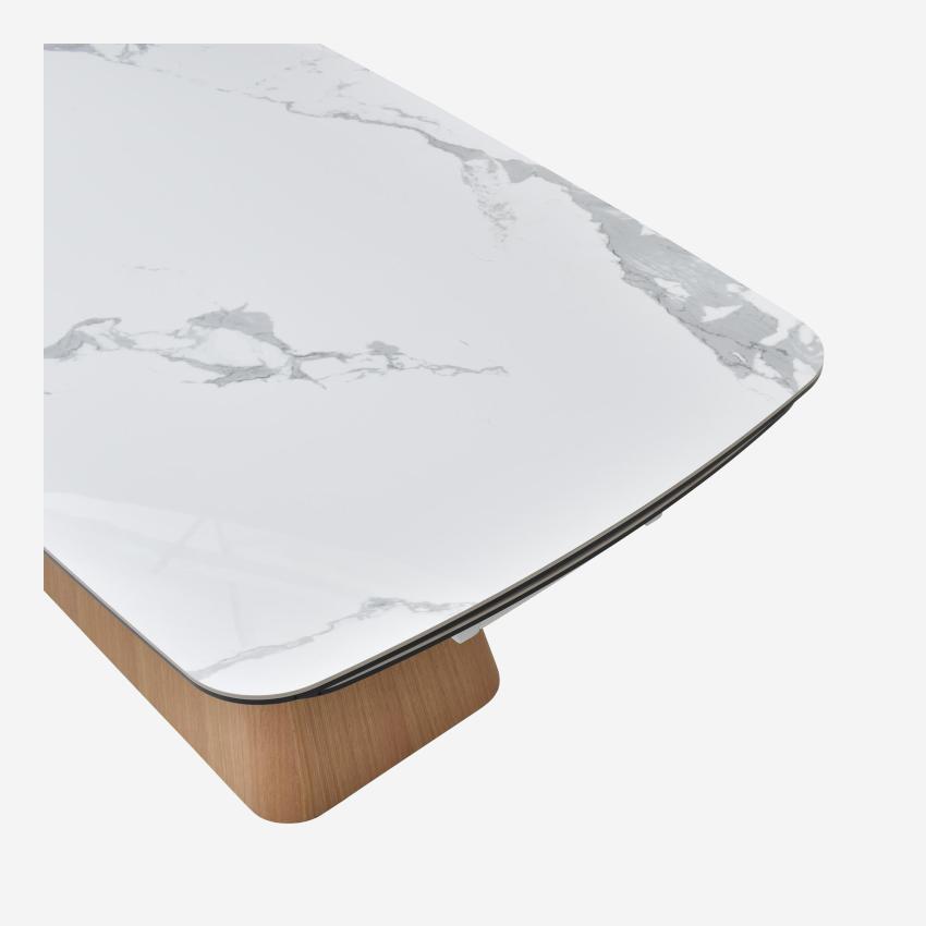 Table rectangulaire extensible en verre trempé et céramique - Blanc