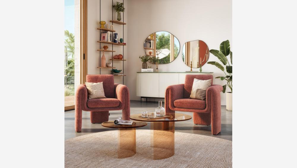 Fauteuil tripode en tissu chenille - Terracotta