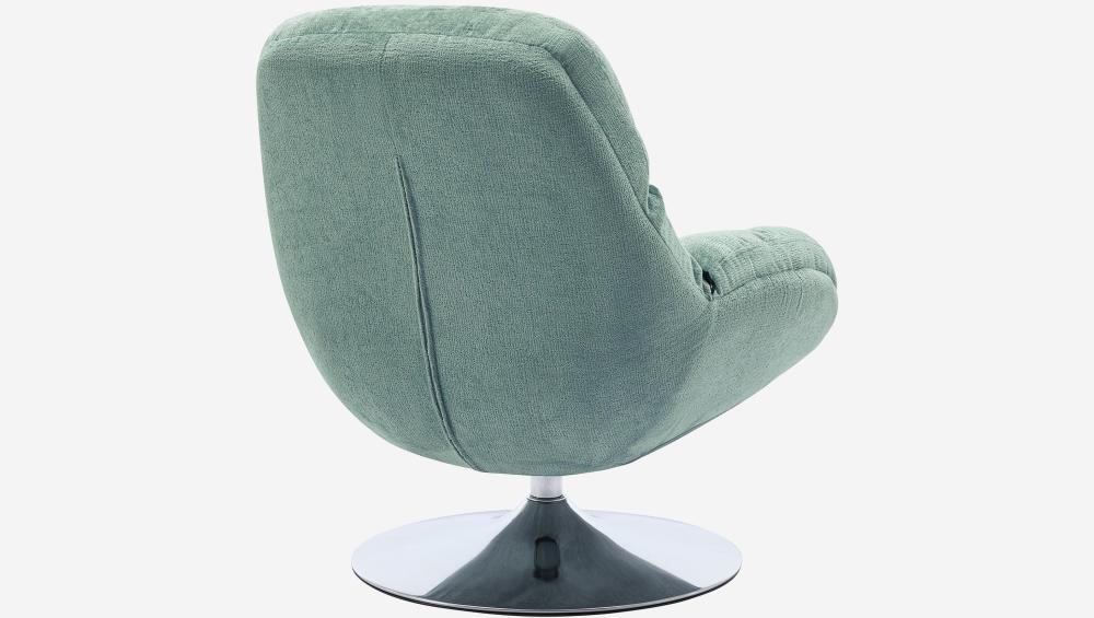 Fauteuil pivotant en tissu chenille et métal chromé - Bleu ciel