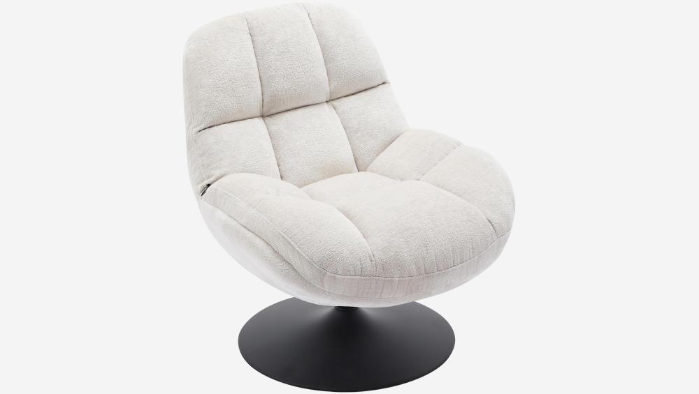 Fauteuil pivotant en tissu chenille et métal mat - Beige et noir