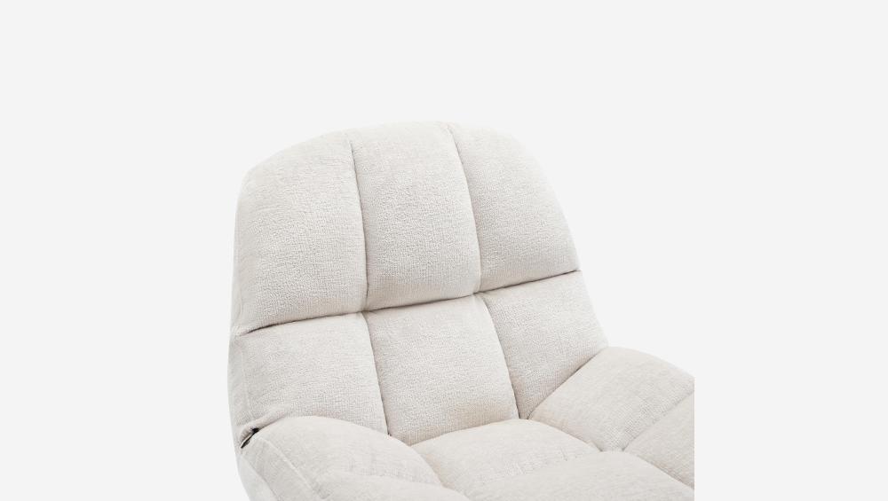 Fauteuil pivotant en tissu chenille et métal mat - Beige et noir