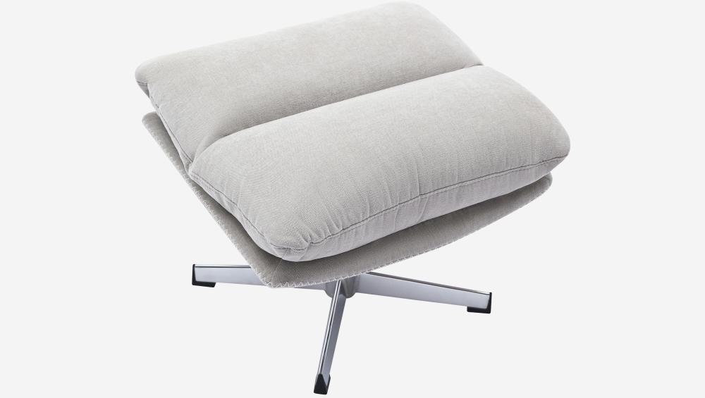 Fauteuil pivotant avec repose-pieds en tissu et métal chromé - Gris