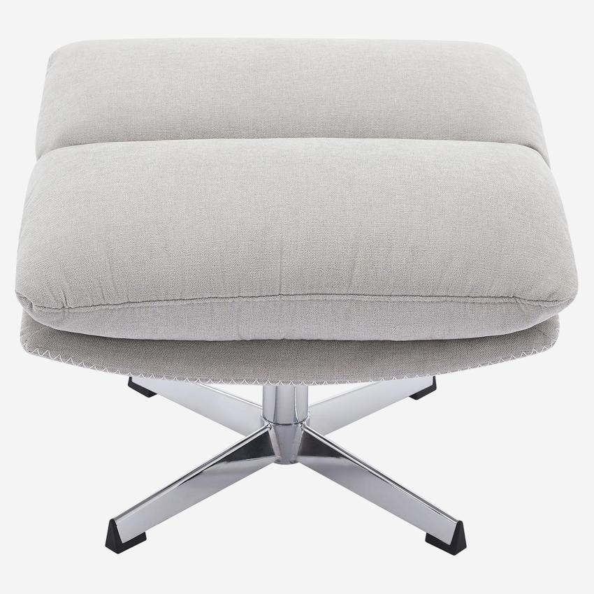 Fauteuil pivotant avec repose-pieds en tissu et métal chromé - Gris