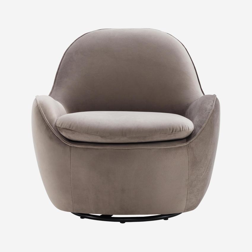 Fauteuil pivotant en velours - Gris