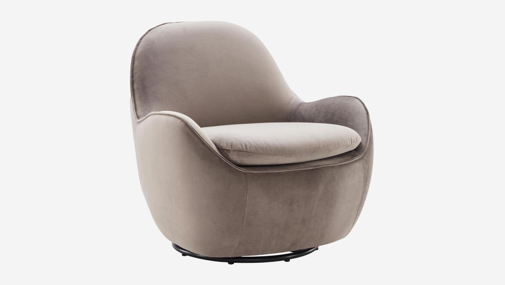 Fauteuil pivotant en velours - Gris