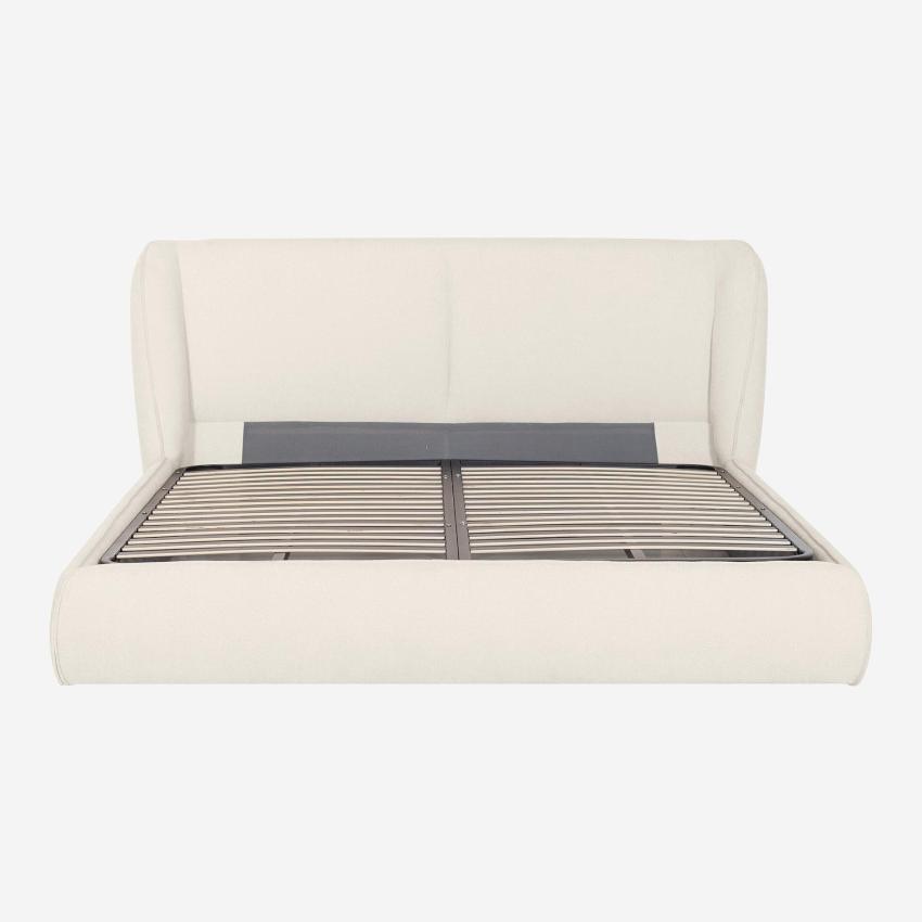 Lit coffre 180 x 200 cm en tissu bouclette courte - Beige