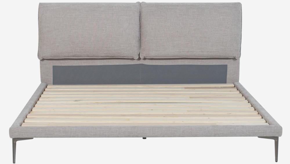 Lit 160 x 200 cm en tissu - Gris