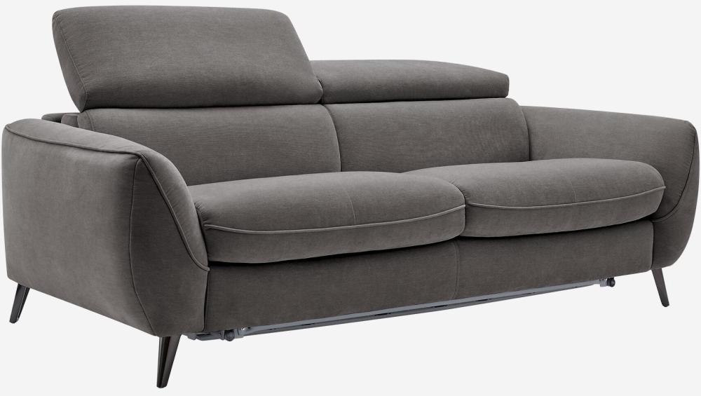 Canapé convertible 3 places en tissu - Gris anthracite