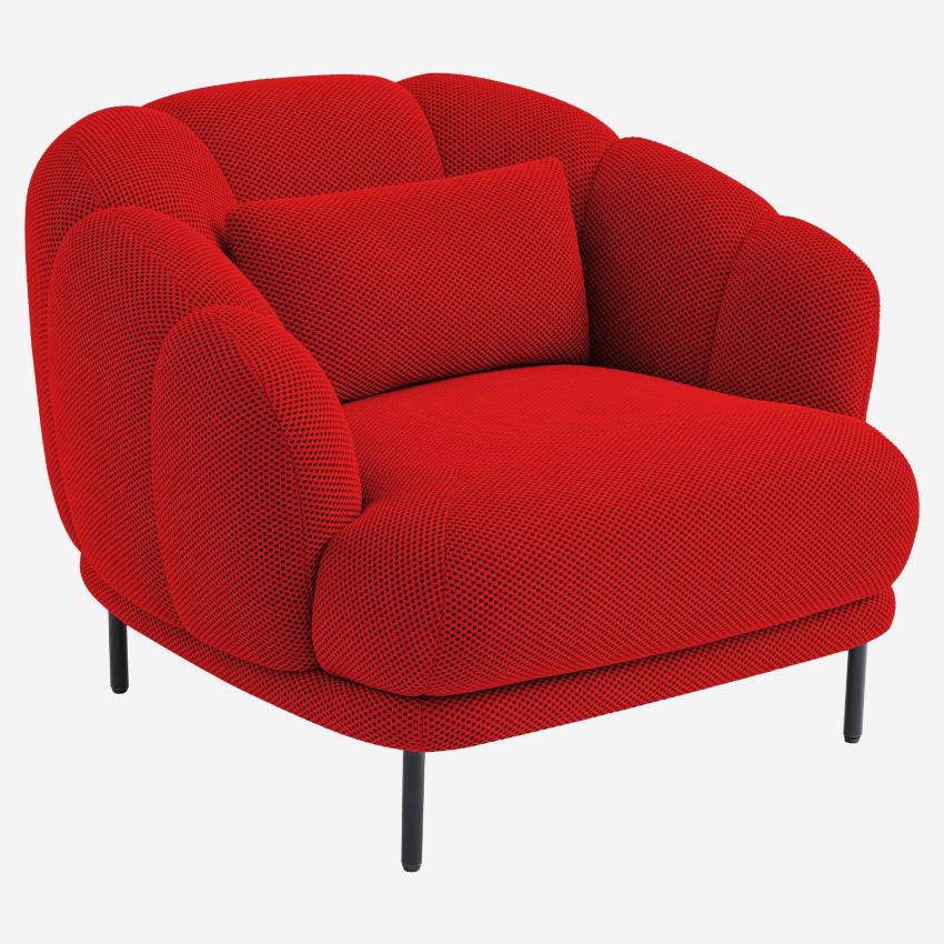 Fauteuil en tissu 3D et métal - Rouge et noir