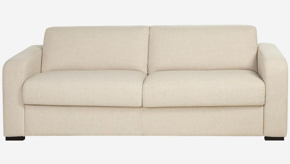 Canapé convertible 2 places - Couchage 140 cm - Matelas en mousse 14 cm - Tissu Lipari Beige