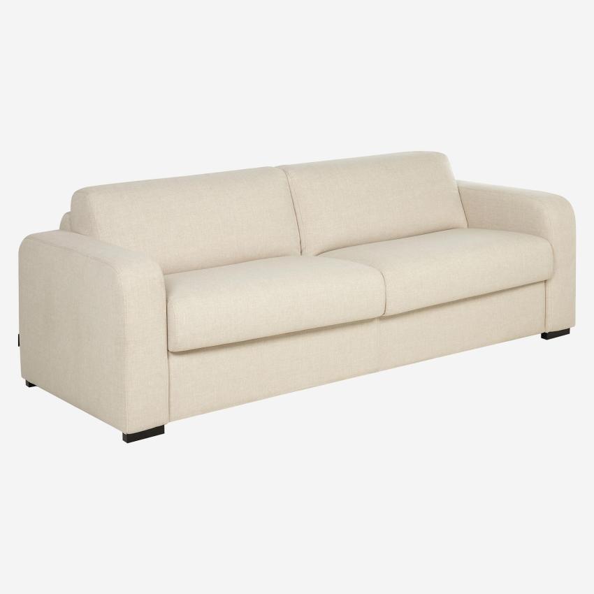 Canapé convertible 3 places - Couchage 160 cm - Matelas en mousse 14 cm - Tissu Lipari Beige