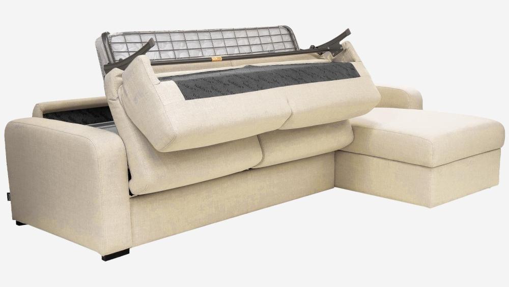 Canapé d'angle convertible - Couchage 140 cm - Matelas en mousse 14 cm - Tissu Lipari Beige