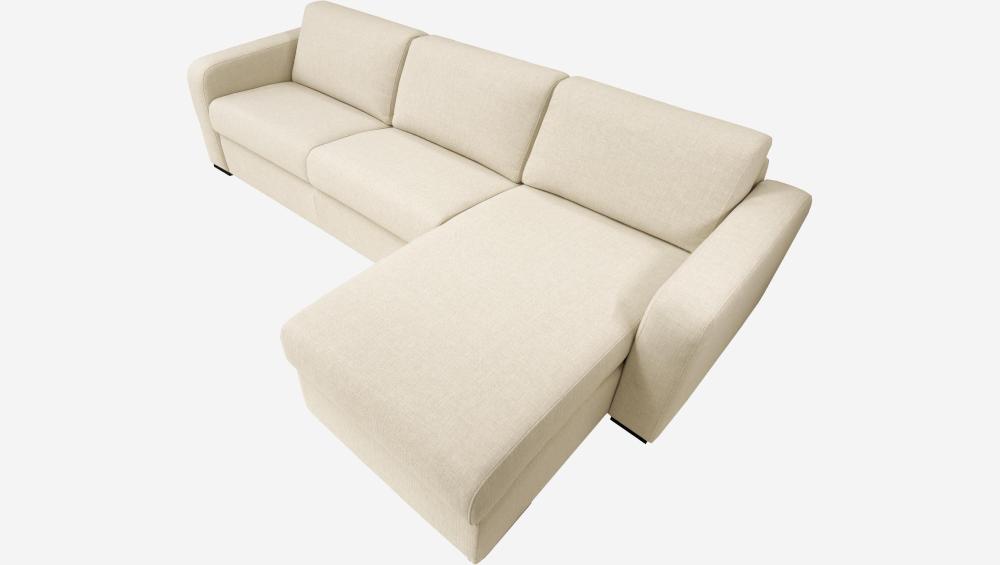 Canapé d'angle convertible - Couchage 140 cm - Matelas en mousse 14 cm - Tissu Lipari Beige