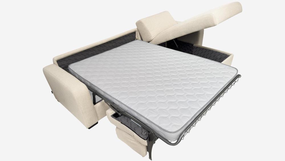 Canapé d'angle convertible - Couchage 140 cm - Matelas en mousse 14 cm - Tissu Lipari Beige