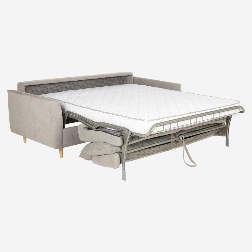 Canapé convertible 3 places - Couchage 160 cm - Matelas en mousse 14 cm - Tissu Lugano Gris