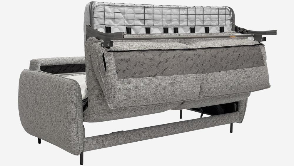 Canapé convertible 2 places - Couchage 140 cm - Matelas en mousse 14 cm - Tissu Teano Gris chiné