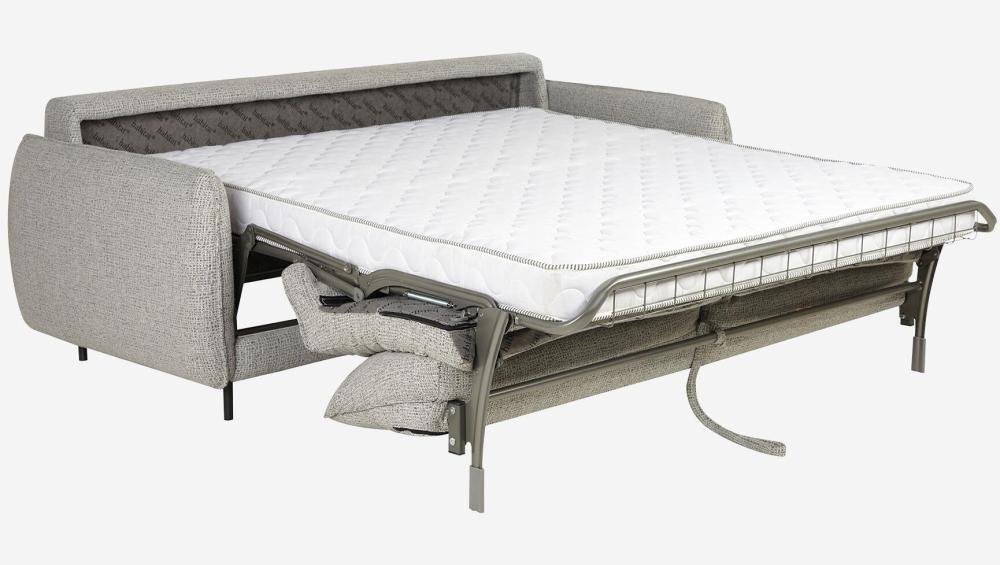 Canapé convertible 3 places - Couchage 160 cm - Matelas en mousse 14 cm - Tissu Teano Gris chiné