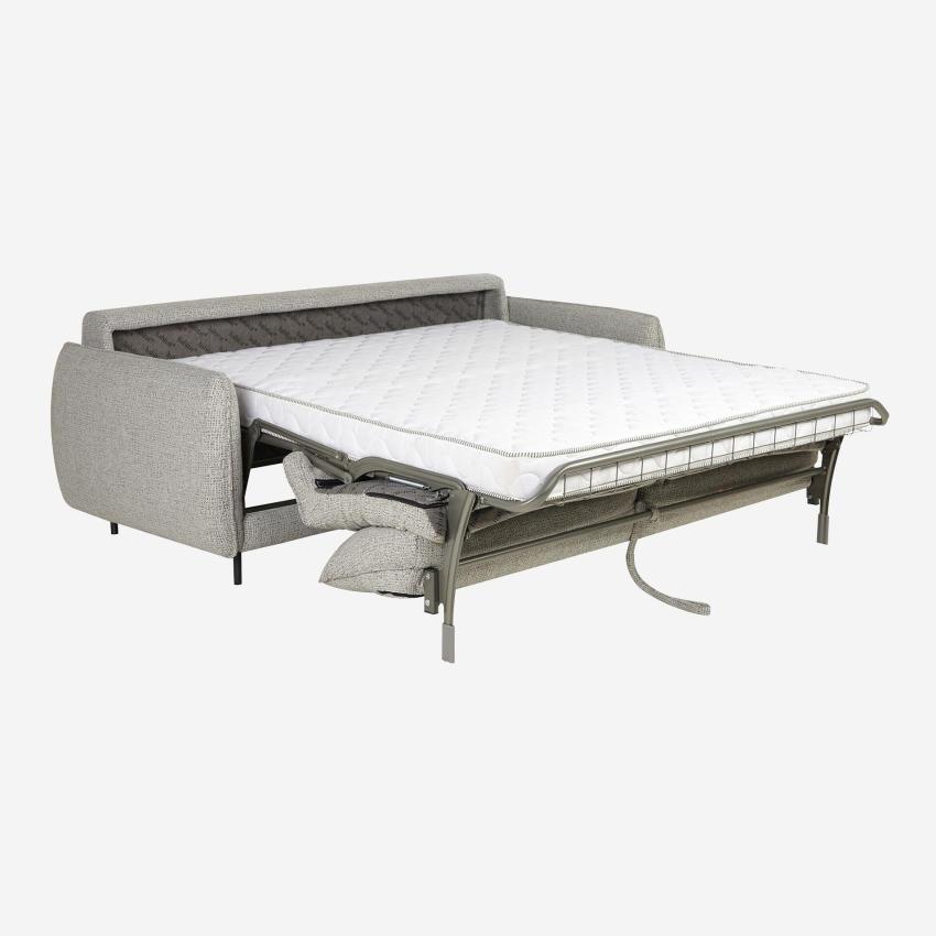 Canapé convertible 3 places - Couchage 160 cm - Matelas en mousse 14 cm - Tissu Teano Gris chiné