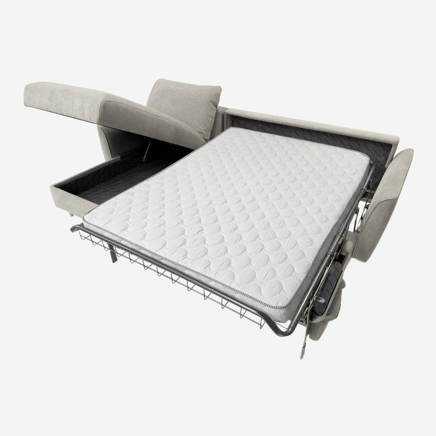 Canapé d'angle convertible - Couchage 140 cm - Matelas en mousse 14 cm - Tissu Lugano Gris