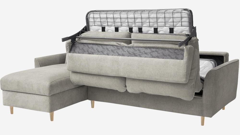 Canapé d'angle convertible - Couchage 140 cm - Matelas en mousse 14 cm - Tissu Lugano Gris