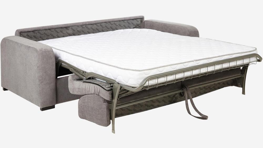 Canapé convertible 3 places - Couchage 160 cm - Matelas en mousse 14 cm - Tissu Cerado Gris