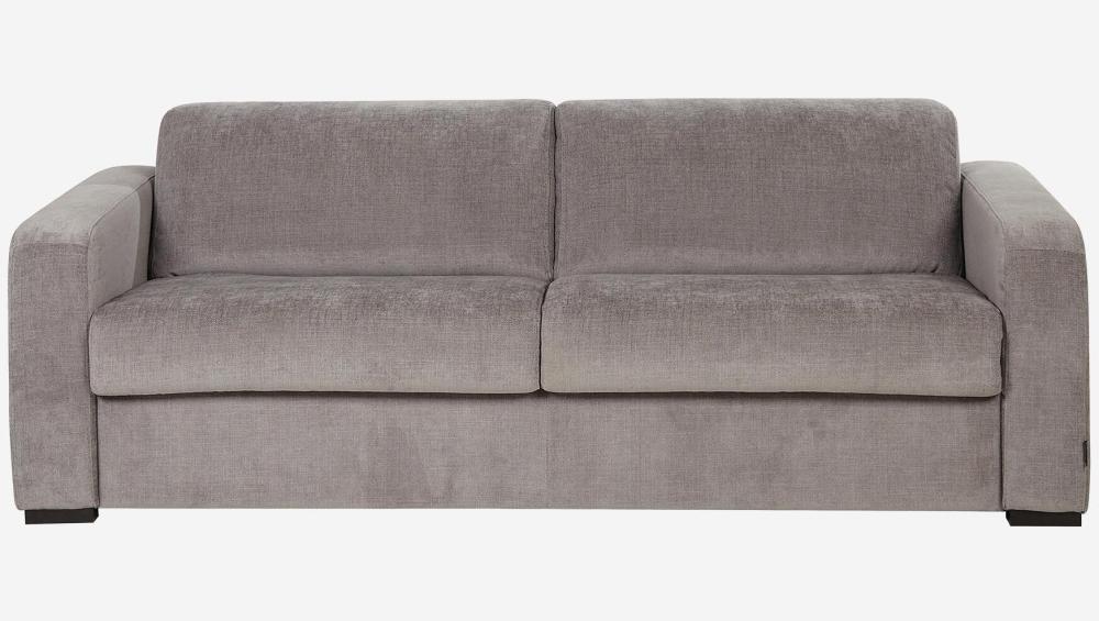 Canapé convertible 3 places - Couchage 160 cm - Matelas en mousse 14 cm - Tissu Cerado Gris