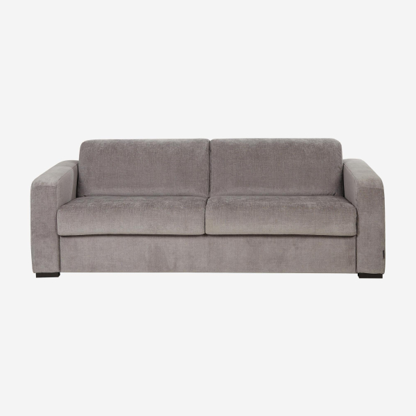 Canapé convertible 3 places - Couchage 160 cm - Matelas en mousse 14 cm - Tissu Cerado Gris