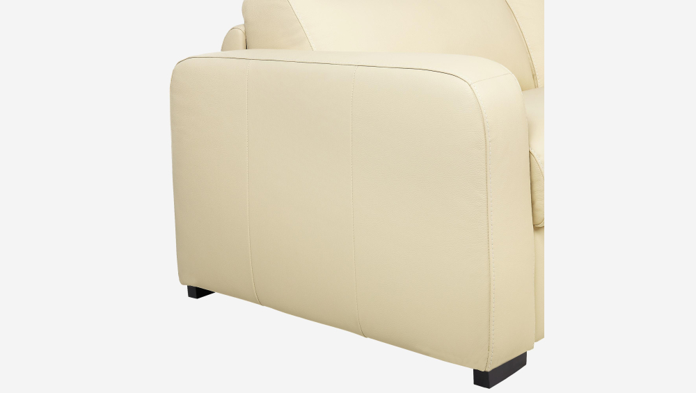 Canapé convertible 3 places - Couchage 160 cm - Matelas en mousse 14 cm - Cuir Beige