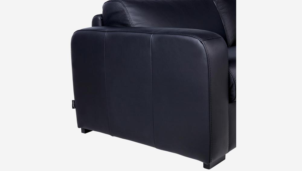 Canapé convertible 3 places - Couchage lattes larges 160 cm - Matelas en mousse 14 cm - Cuir Noir