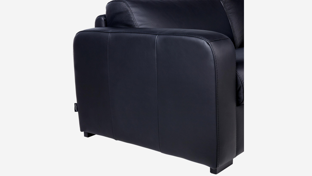 Canapé convertible 2 places - Couchage lattes larges 140 cm - Matelas en mousse 14 cm - Cuir Noir