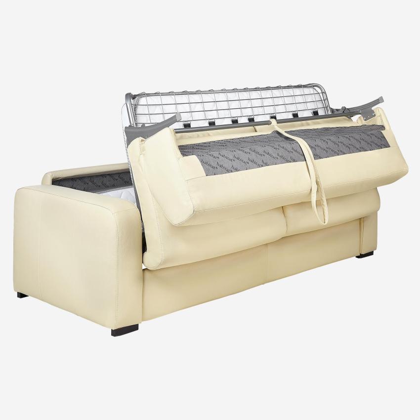 Canapé convertible 2 places - Couchage 140 cm - Matelas en mousse 14 cm - Cuir Beige