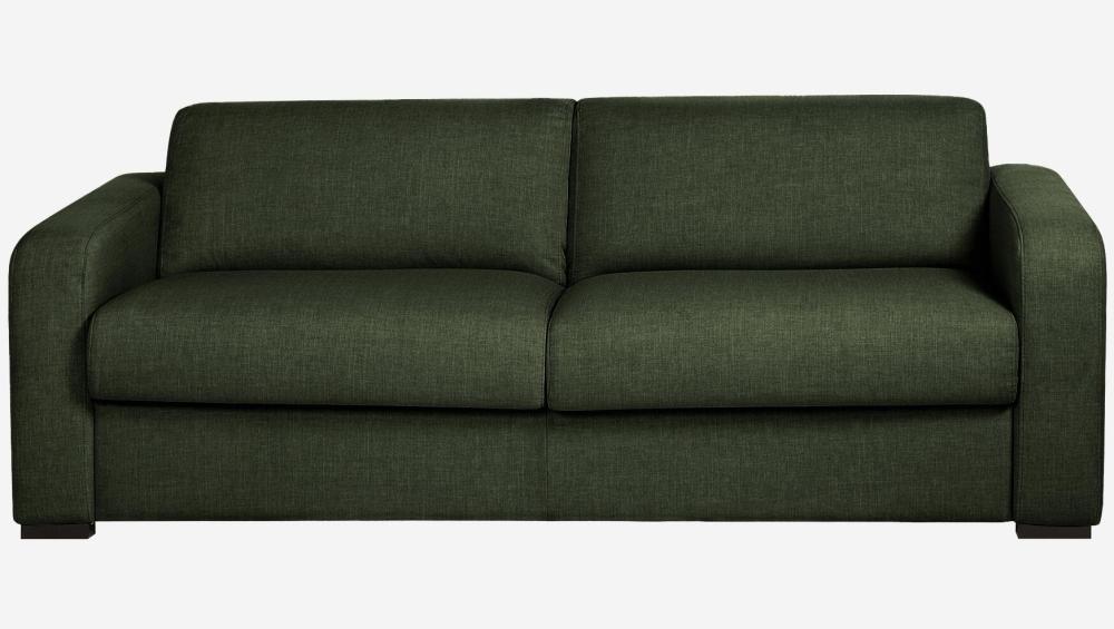 Canapé convertible 2 places - Couchage 140 cm - Matelas en mousse haute résilience 14 cm - Tissu Lipari Vert foncé