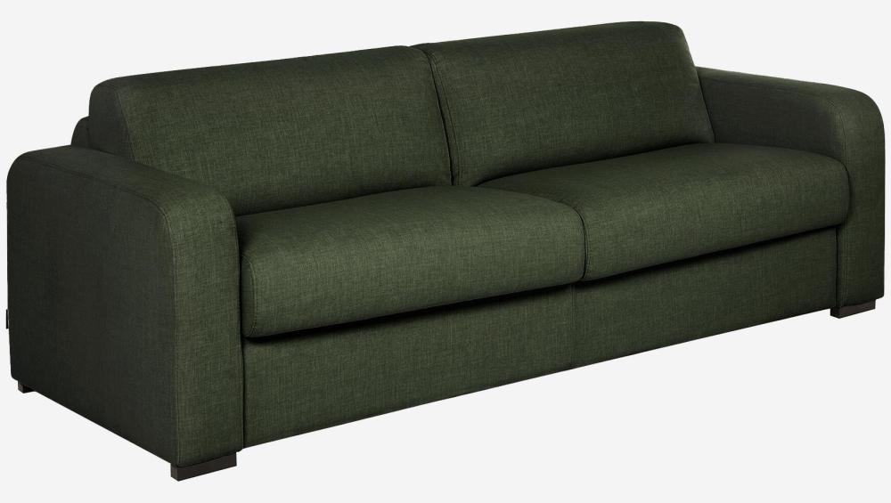 Canapé convertible 2 places - Couchage 140 cm - Matelas en mousse haute résilience 14 cm - Tissu Lipari Vert foncé