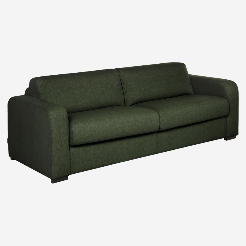 Canapé convertible 2 places - Couchage 140 cm - Matelas en mousse haute résilience 14 cm - Tissu Lipari Vert foncé